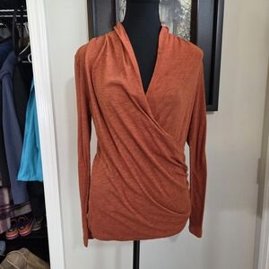Liverpool Terracotta Women's Wrap Blouse Size Small